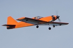 Jaime Brazier enjoyed a relaxing evening flight at Coombes with his Mick Reeves Gangster 63, now regarded as a classic design. OS52 4-stroke is just right.  Photo by Grahame Pearson, June 2025