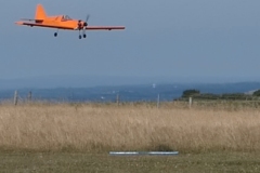 Jaime Brazier enjoyed a relaxing evening flight at Coombes with his Mick Reeves Gangster 63, now regarded as a classic design. OS52 4-stroke is just right.  Photo by Grahame Pearson, June 2025